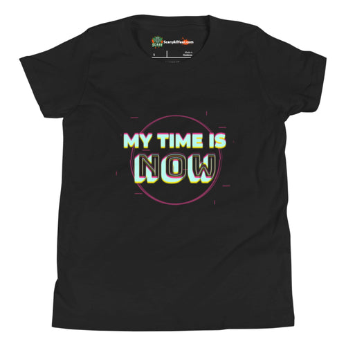 My Time Is Now, Inspirational, Motivational Kids Unisex Black T-Shirt