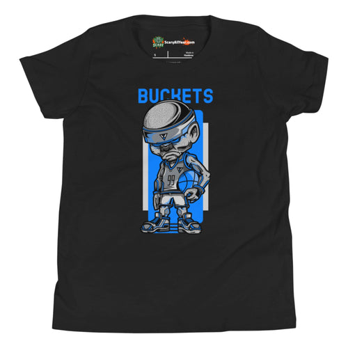 Buckets, Steet Basketball Character Kids Unisex Black T-Shirt