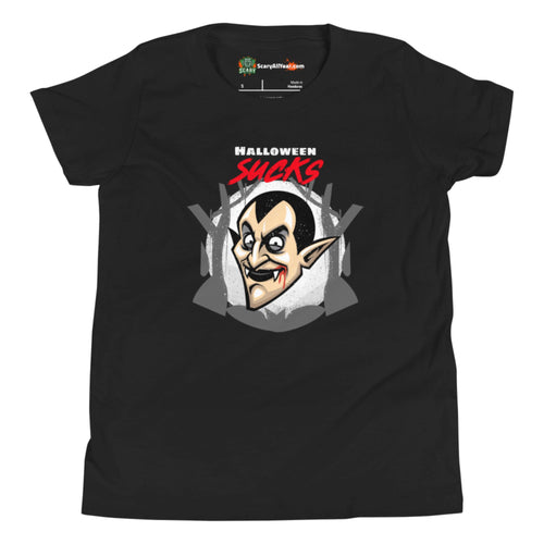 Halloween Sucks, Classic Vampire Character Kids Unisex Black T-Shirt
