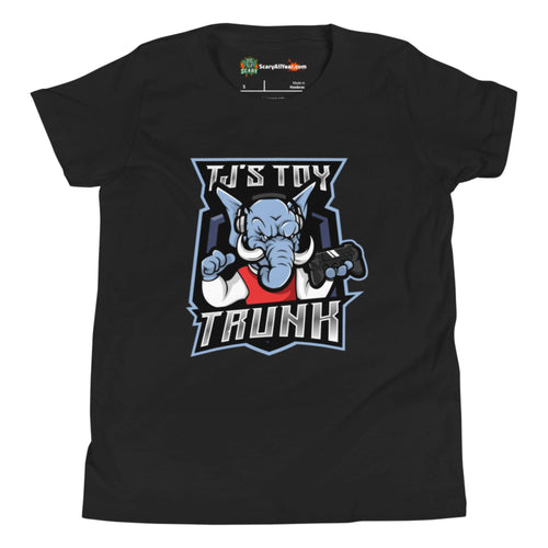 TJ's Toy Trunk Channel Logo Kids Unisex Black T-Shirt