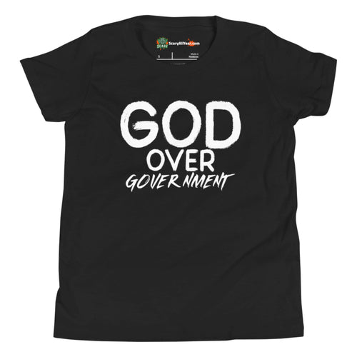 God Over Government Black and White Kids Unisex Black T-Shirt