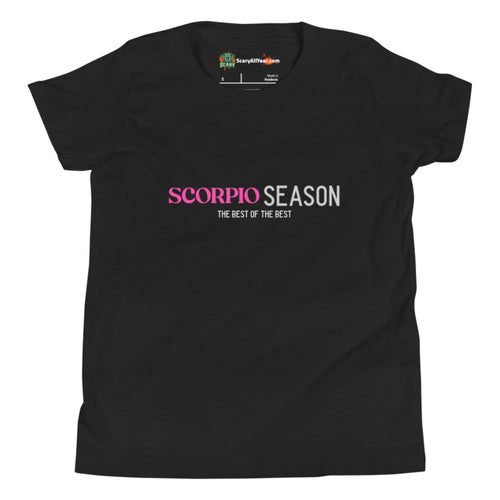 Scorpio Season, Best Of The Best, Pink Text Design Kids Unisex Black T-Shirt