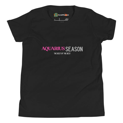 Aquarius Season, Best Of The Best, Pink Text Design Kids Unisex Black T-Shirt