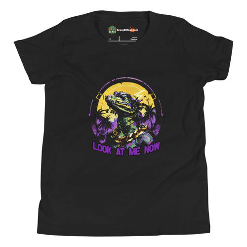 Look At Me Now, Brute Villain Lizard Character, Field Purple Colorway Kids Unisex Black T-Shirt