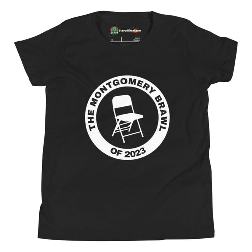 The Montgomery Brawl of 2023 Folding Chair Kids Unisex Black T-Shirt