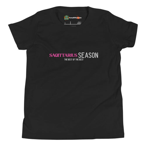 Sagittarius Season, Best Of The Best, Pink Text Design Kids Unisex Black T-Shirt