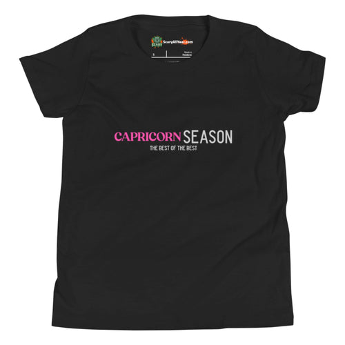 Capricorn Season, Best Of The Best, Pink Text Design Kids Unisex Black T-Shirt