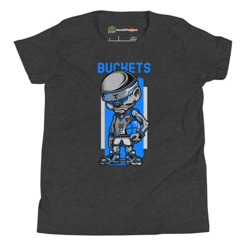 Buckets, Steet Basketball Character Kids Unisex Dark Grey Heather T-Shirt