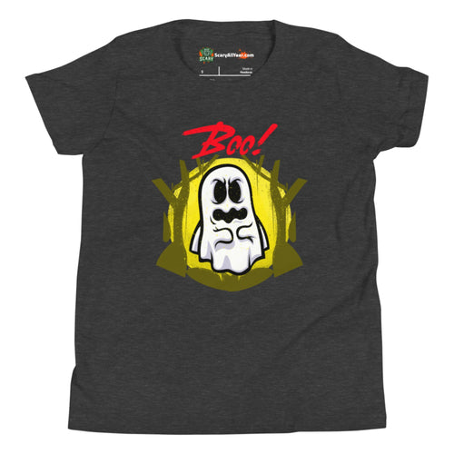 Boo, Cute Ghost Halloween Kids Unisex Dark Grey Heather T-Shirt