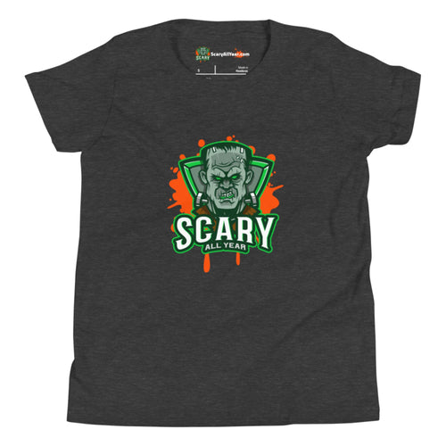 Scary All Year Logo Kids Unisex Dark Grey Heather T-Shirt