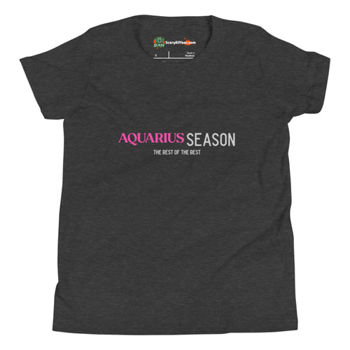 Aquarius Season, Best Of The Best, Pink Text Design Kids Unisex Dark Grey Heather T-Shirt
