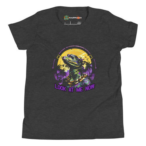 Look At Me Now, Brute Villain Lizard Character, Field Purple Colorway Kids Unisex Dark Grey Heather T-Shirt