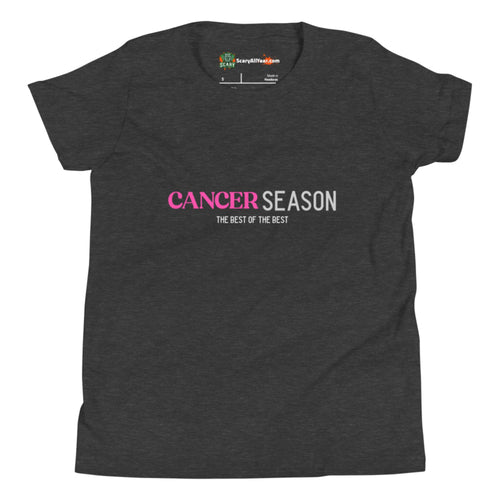 Cancer Season, Best Of The Best, Pink Text Design Kids Unisex Dark Grey Heather T-Shirt