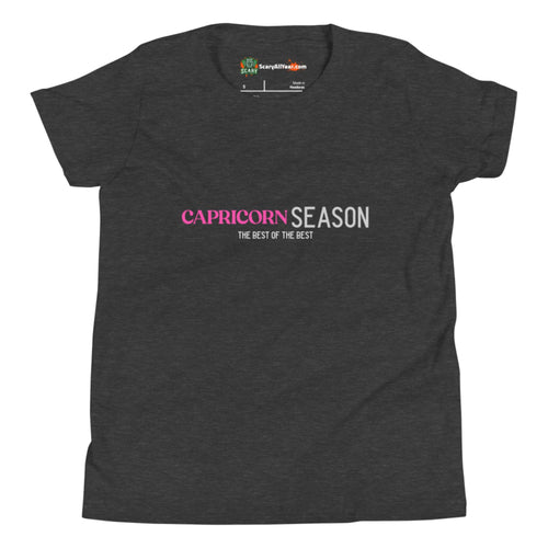 Capricorn Season, Best Of The Best, Pink Text Design Kids Unisex Dark Grey Heather T-Shirt