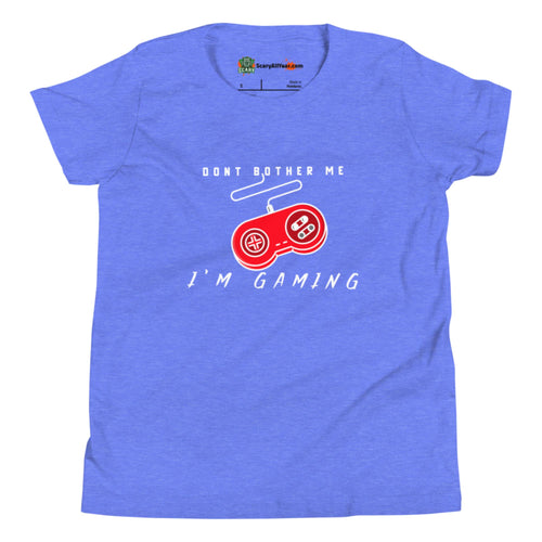 Don't Bother Me I'm Gaming, Retro Video Gaming Kids Unisex Heather Columbia Blue T-Shirt