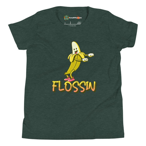 Flossin Banana, Dancing Character Kids Unisex Heather Forest T-Shirt