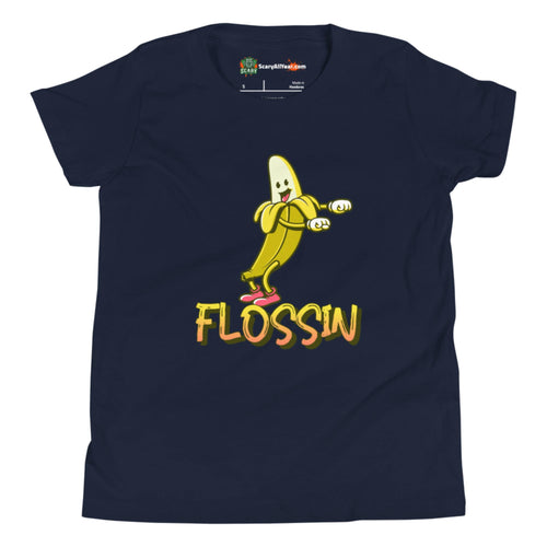 Flossin Banana, Dancing Character Kids Unisex Navy T-Shirt