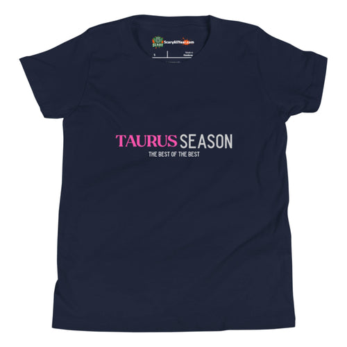 Taurus Season, Best Of The Best, Pink Text Design Kids Unisex Navy T-Shirt