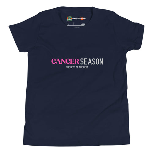 Cancer Season, Best Of The Best, Pink Text Design Kids Unisex Navy T-Shirt