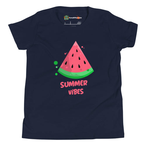 Summer Vibes, Watermelon Slice Kids Unisex Navy T-Shirt