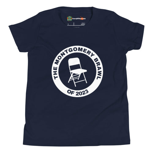 The Montgomery Brawl of 2023 Folding Chair Kids Unisex Navy T-Shirt