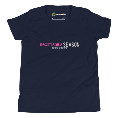 Sagittarius Season, Best Of The Best, Pink Text Design Kids Unisex Navy T-Shirt