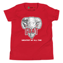 Load image into Gallery viewer, Greatest Of All Time GOAT, Wolf Grey Colorway Kids Unisex Red T-Shirt
