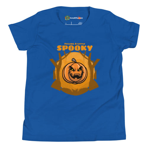 Feeling A Little Spooky, Halloween Jack-O'-Lantern Kids Unisex True Royal T-Shirt