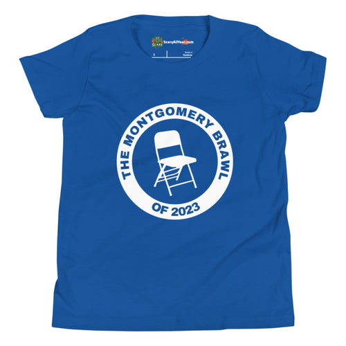 The Montgomery Brawl of 2023 Folding Chair Kids Unisex True Royal T-Shirt