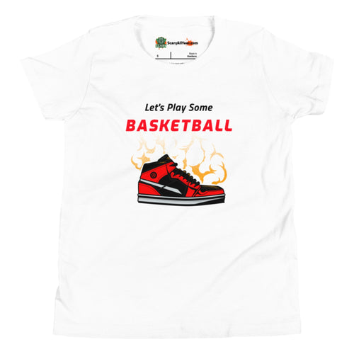 Let's Play Some Basketball, Sneakers Design Kids Unisex White T-Shirt