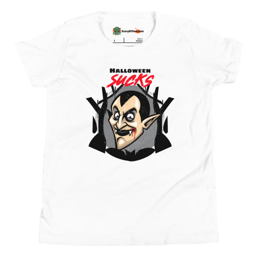 Halloween Sucks, Classic Vampire Character Kids Unisex White T-Shirt