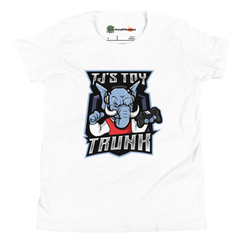 TJ's Toy Trunk Channel Logo Kids Unisex White T-Shirt
