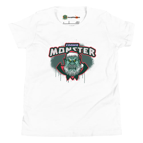 The Real Cookie Monster, Creepy Santa Claus Kids Unisex White T-Shirt