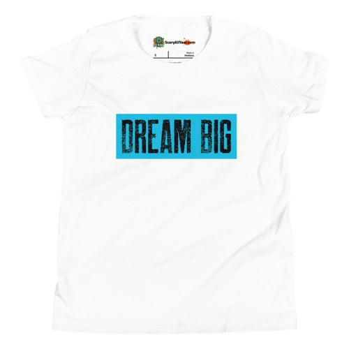Dream Big Blue Design Kids Unisex White T-Shirt