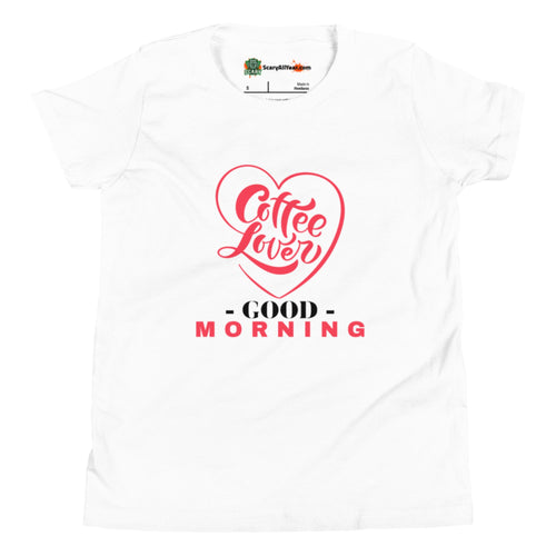 Good Morning Coffee Lover Kids Unisex White T-Shirt