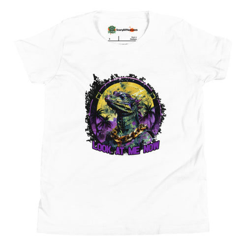 Look At Me Now, Brute Villain Lizard Character, Field Purple Colorway Kids Unisex White T-Shirt