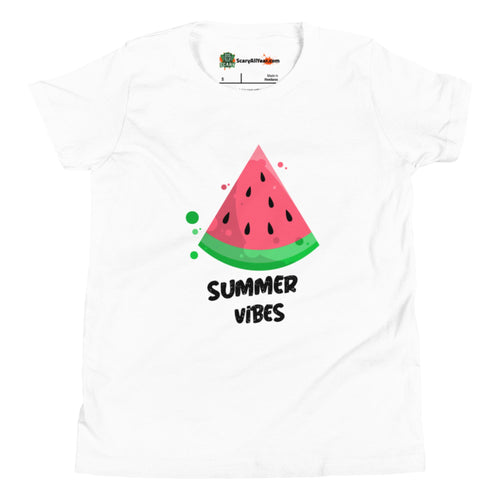 Summer Vibes, Watermelon Slice Kids Unisex White T-Shirt